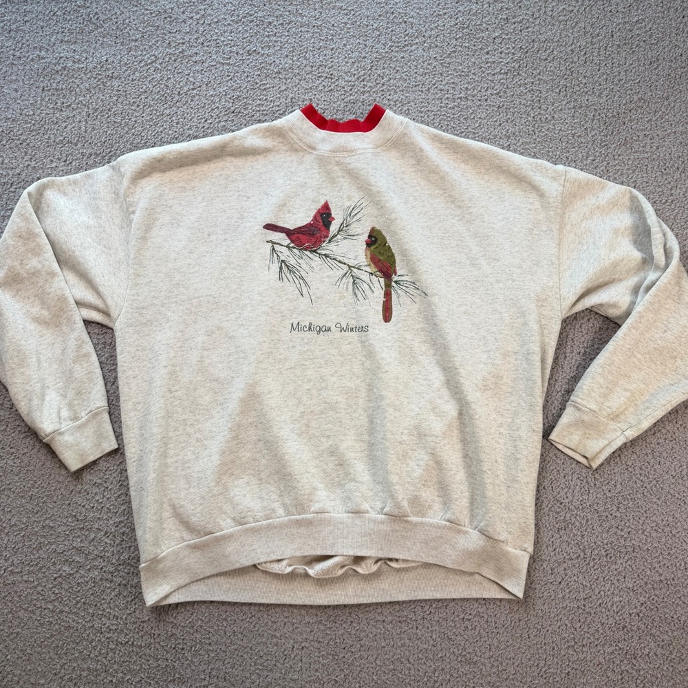 Vintage 90s Lee Michigan Winters Cardinal Sweatshirt Mens 2XL Made in USA Nature